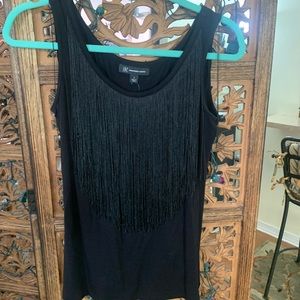 Black Fringe Tank Top by INC Size Small